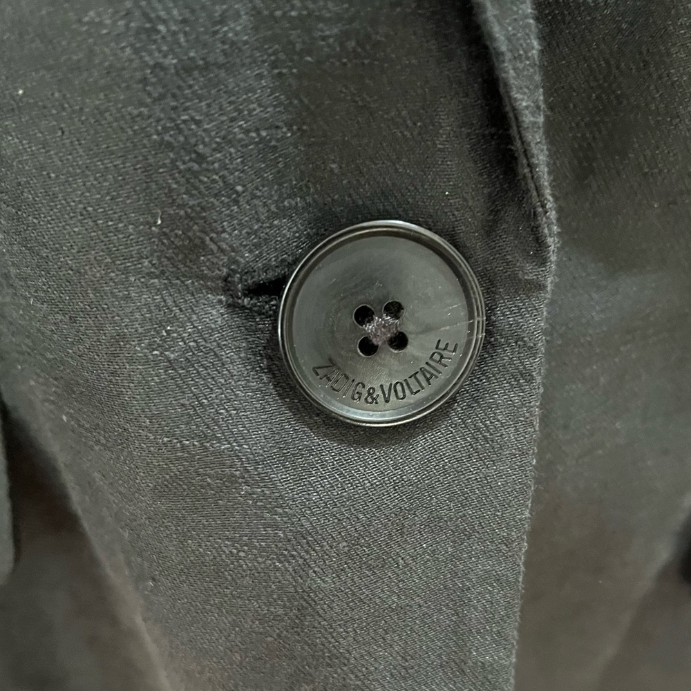 Zadig & Voltaire Black Linen Blend Art is Truth Viva Heart Strass Blazer 42 (XL) - Picture 7 of 10